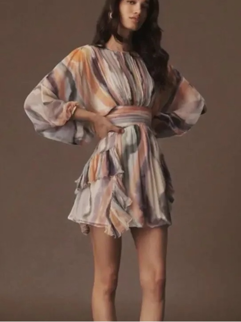 BHLDN Dawn High-Neck Long-Sleeve Mini Dress from Anthropologie NWT Size Medium